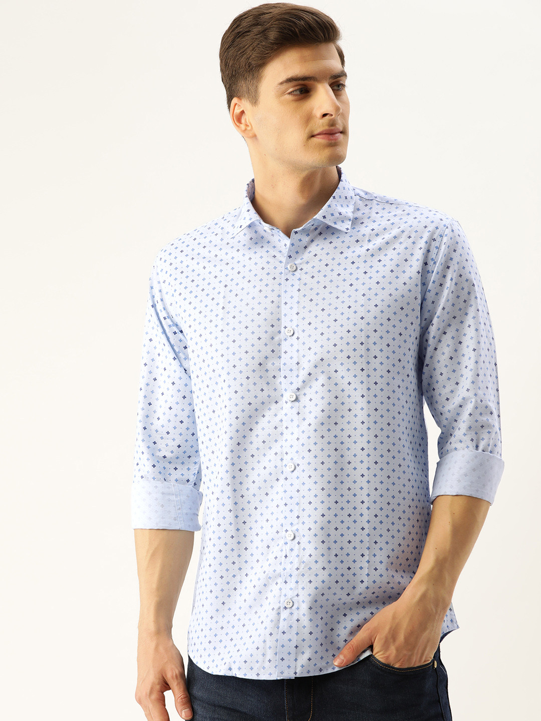 

SOJANYA Men Blue Classic Regular Fit Micro Ditsy Printed Casual Shirt