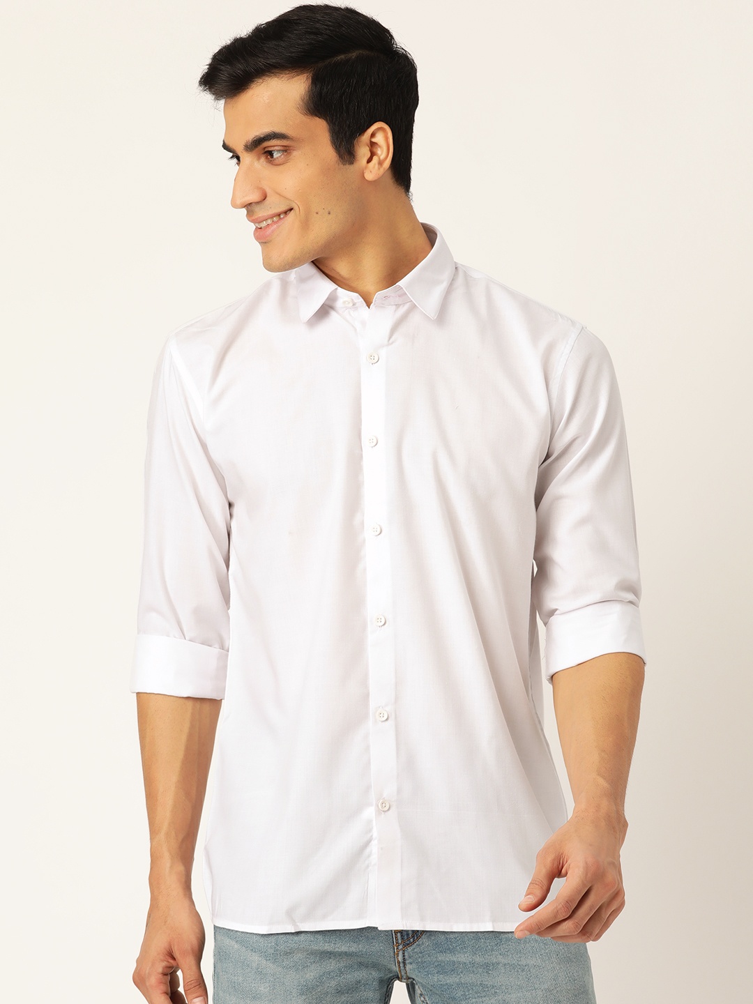 

SOJANYA Men White Classic Regular Fit Solid Casual Shirt