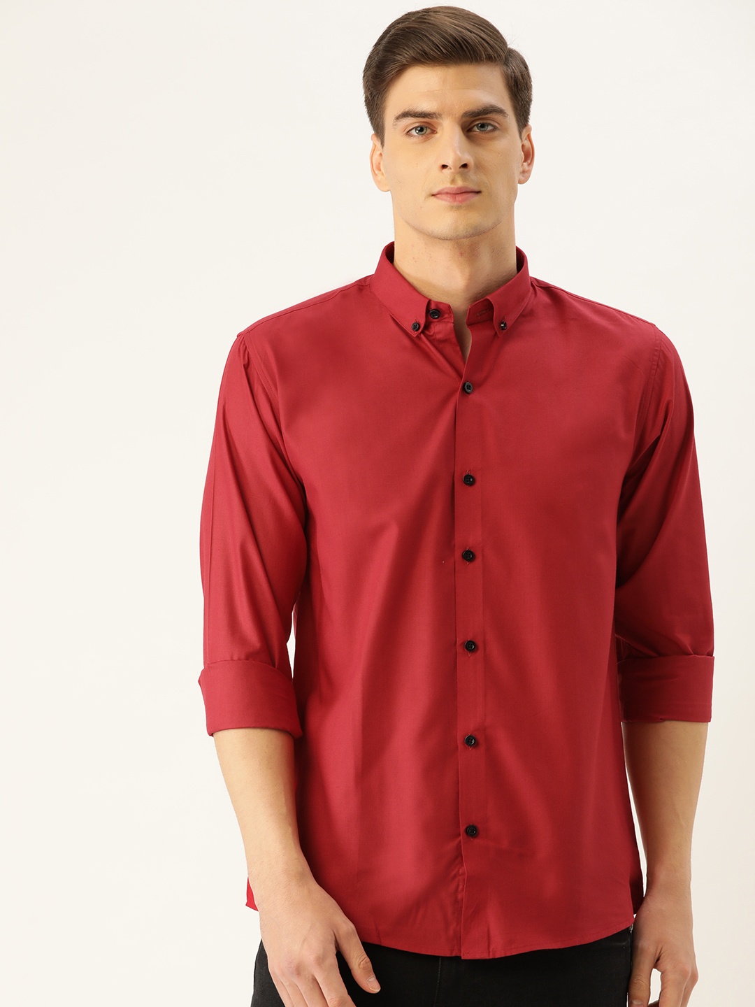 

SOJANYA Men Red Classic Regular Fit Solid Casual Shirt