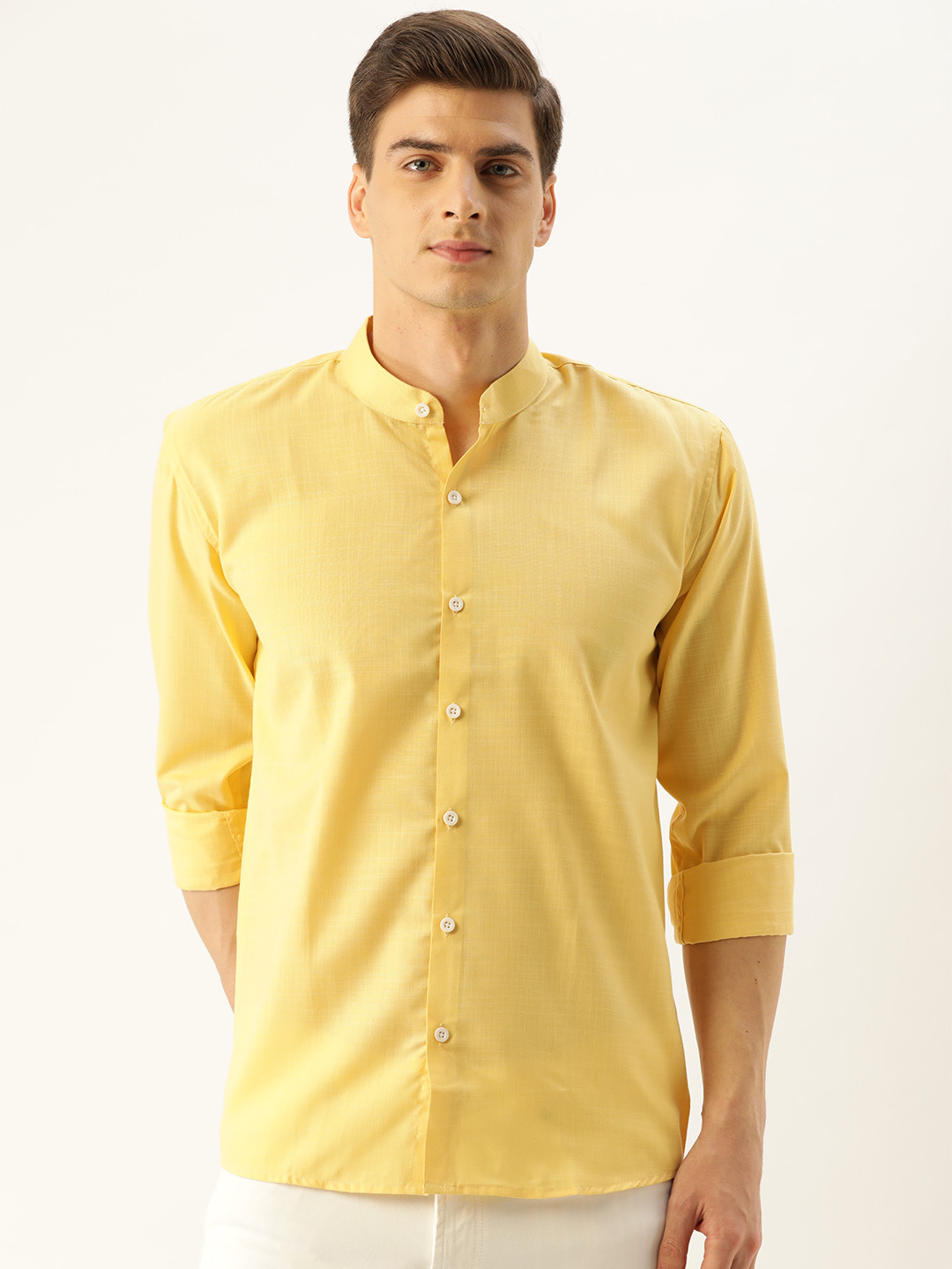 

SOJANYA Men Yellow Classic Regular Fit Solid Casual Shirt