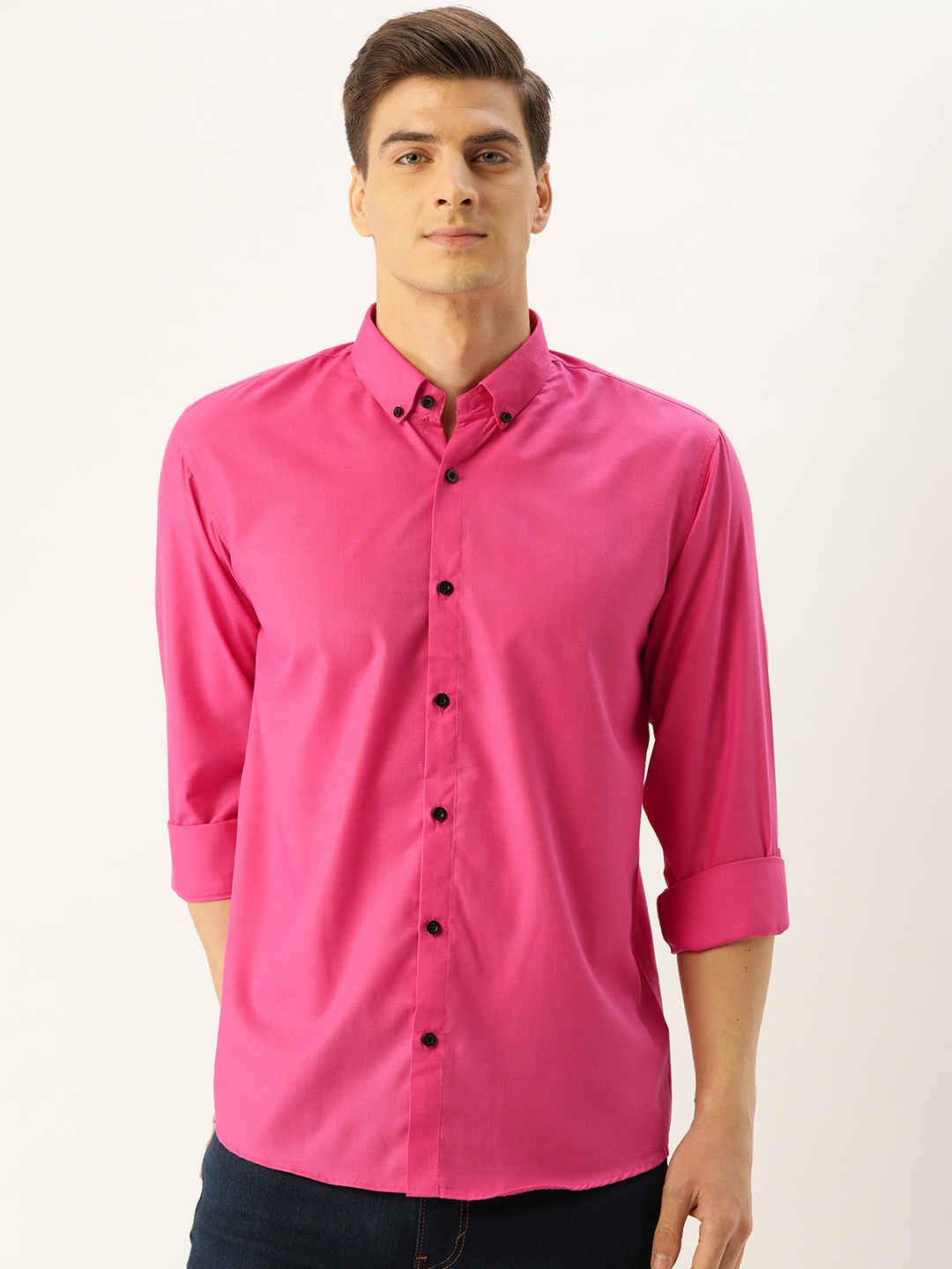 

SOJANYA Men Pink Classic Regular Fit Solid Casual Shirt