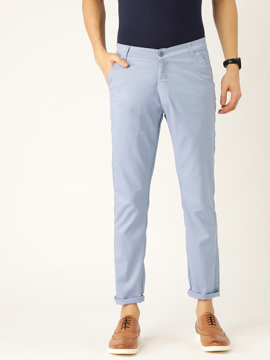 

SOJANYA Men Blue Smart Regular Fit Solid Trousers