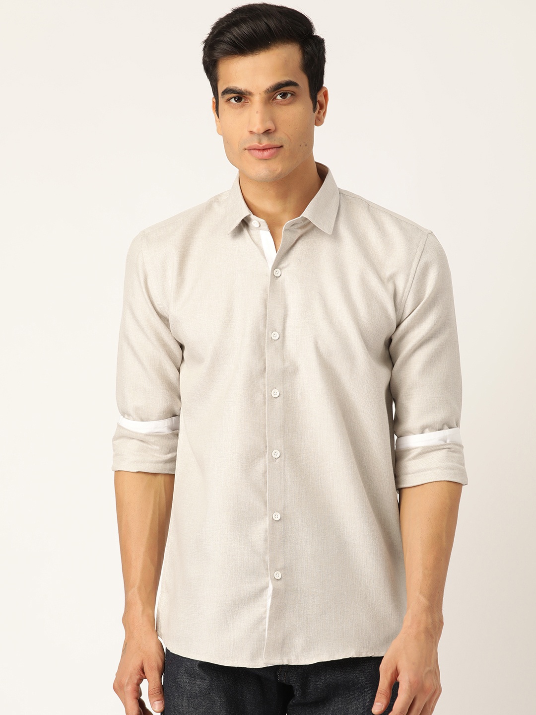 

SOJANYA Men Beige Classic Regular Fit Solid Casual Shirt