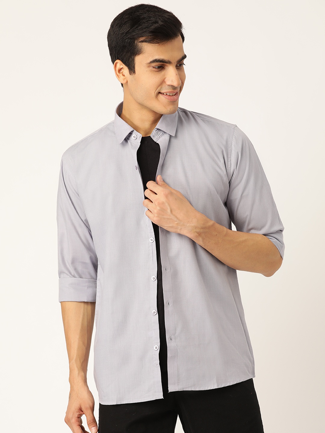 

SOJANYA Men Grey Classic Regular Fit Solid Casual Shirt