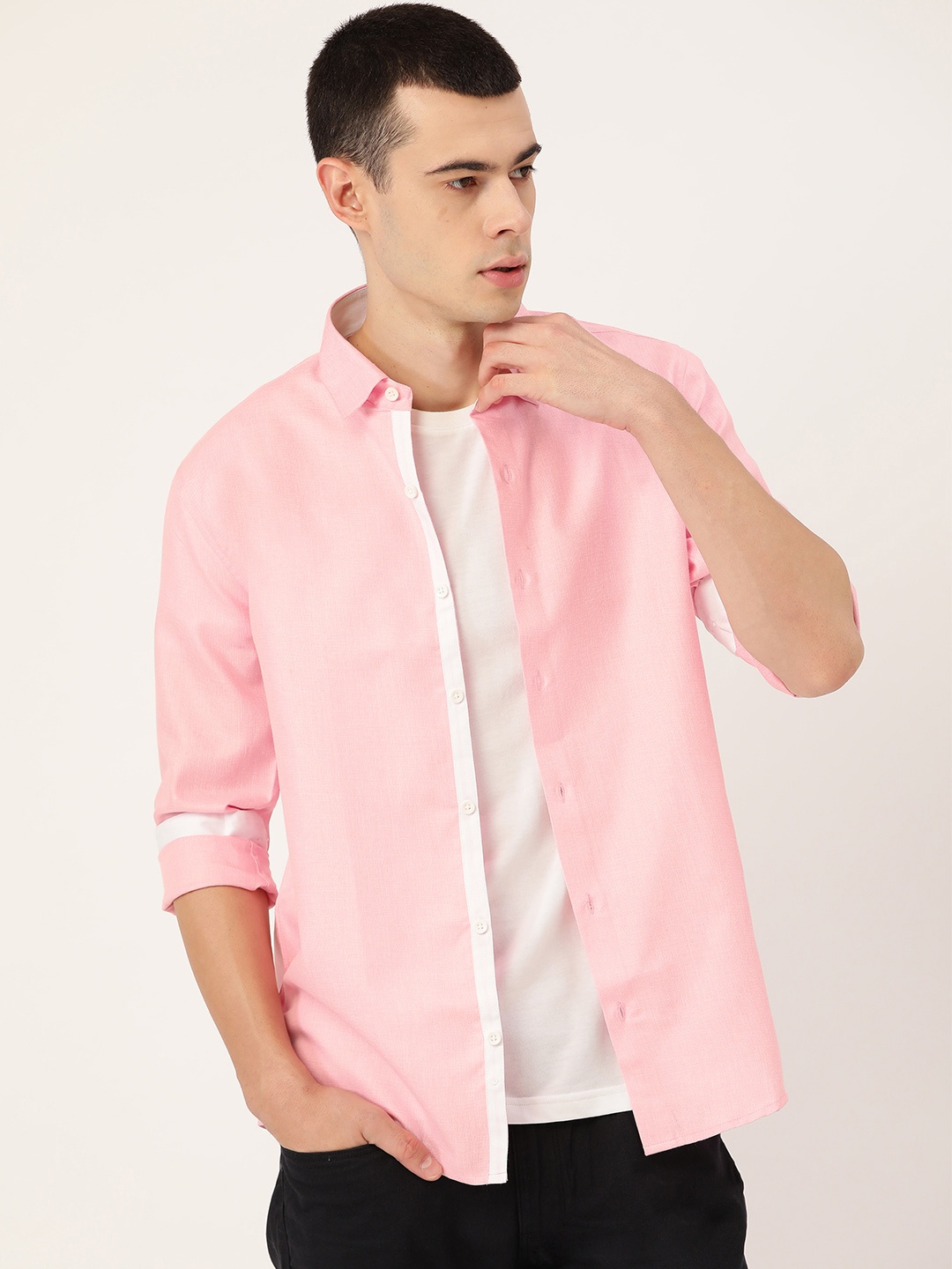 

SOJANYA Men Pink Classic Regular Fit Solid Casual Shirt