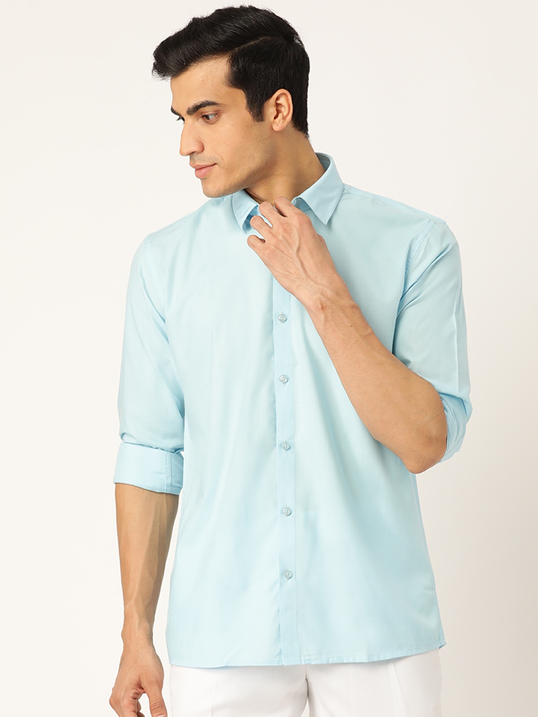 

SOJANYA Men Blue Classic Regular Fit Solid Casual Shirt
