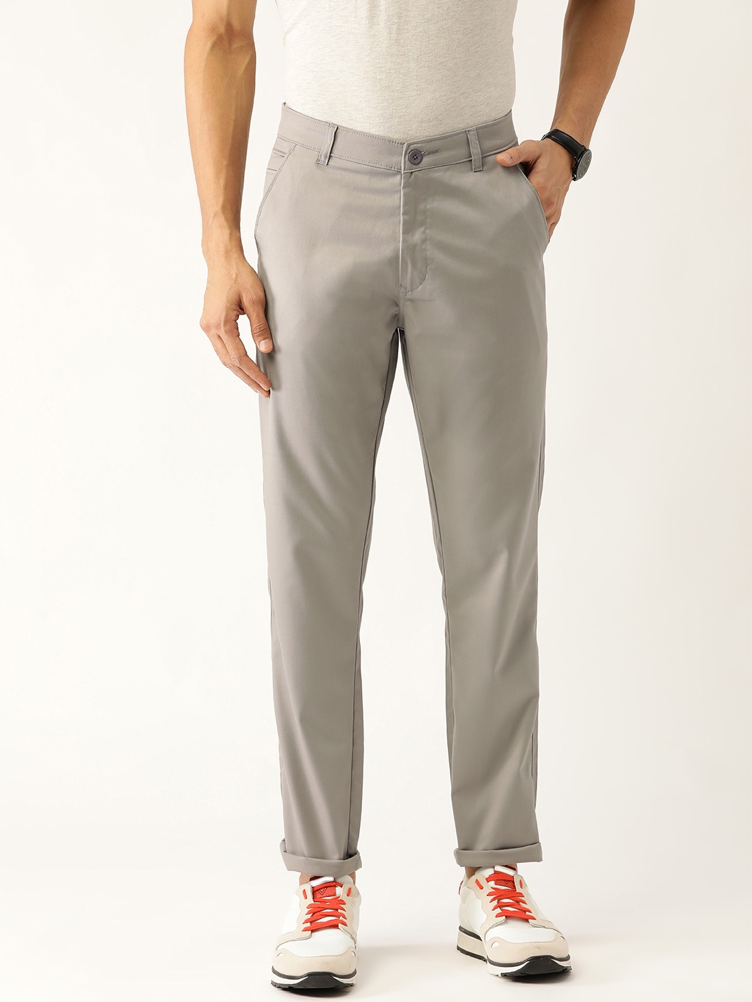 

SOJANYA Men Grey Smart Regular Fit Solid Trousers