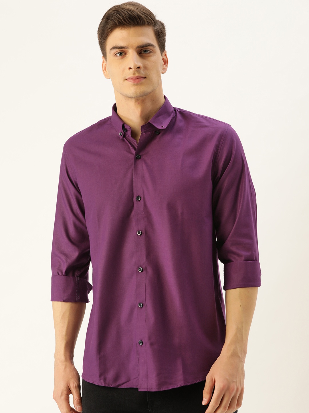 

SOJANYA Men Purple Classic Regular Fit Solid Casual Shirt