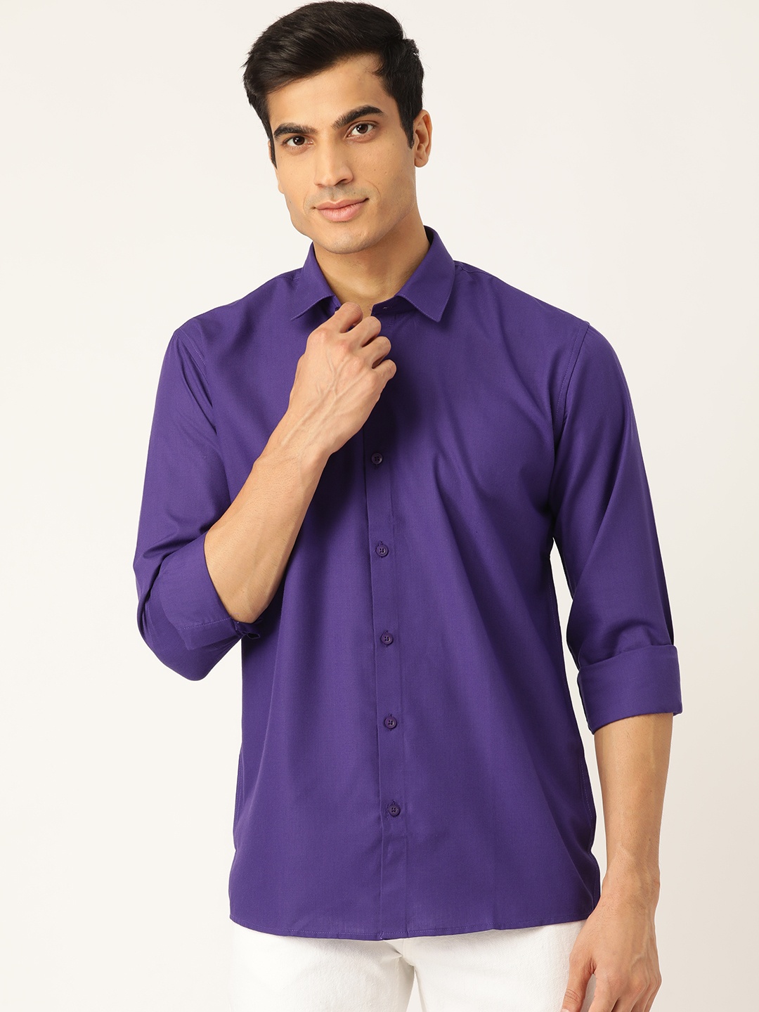 

SOJANYA Men Purple Classic Regular Fit Solid Casual Shirt