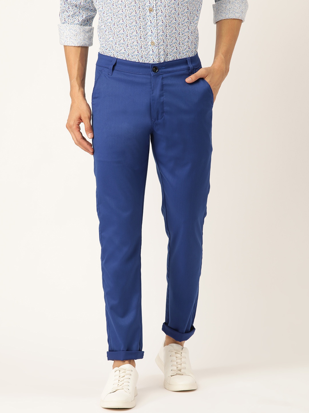 

SOJANYA Men Blue Smart Regular Fit Solid Chinos