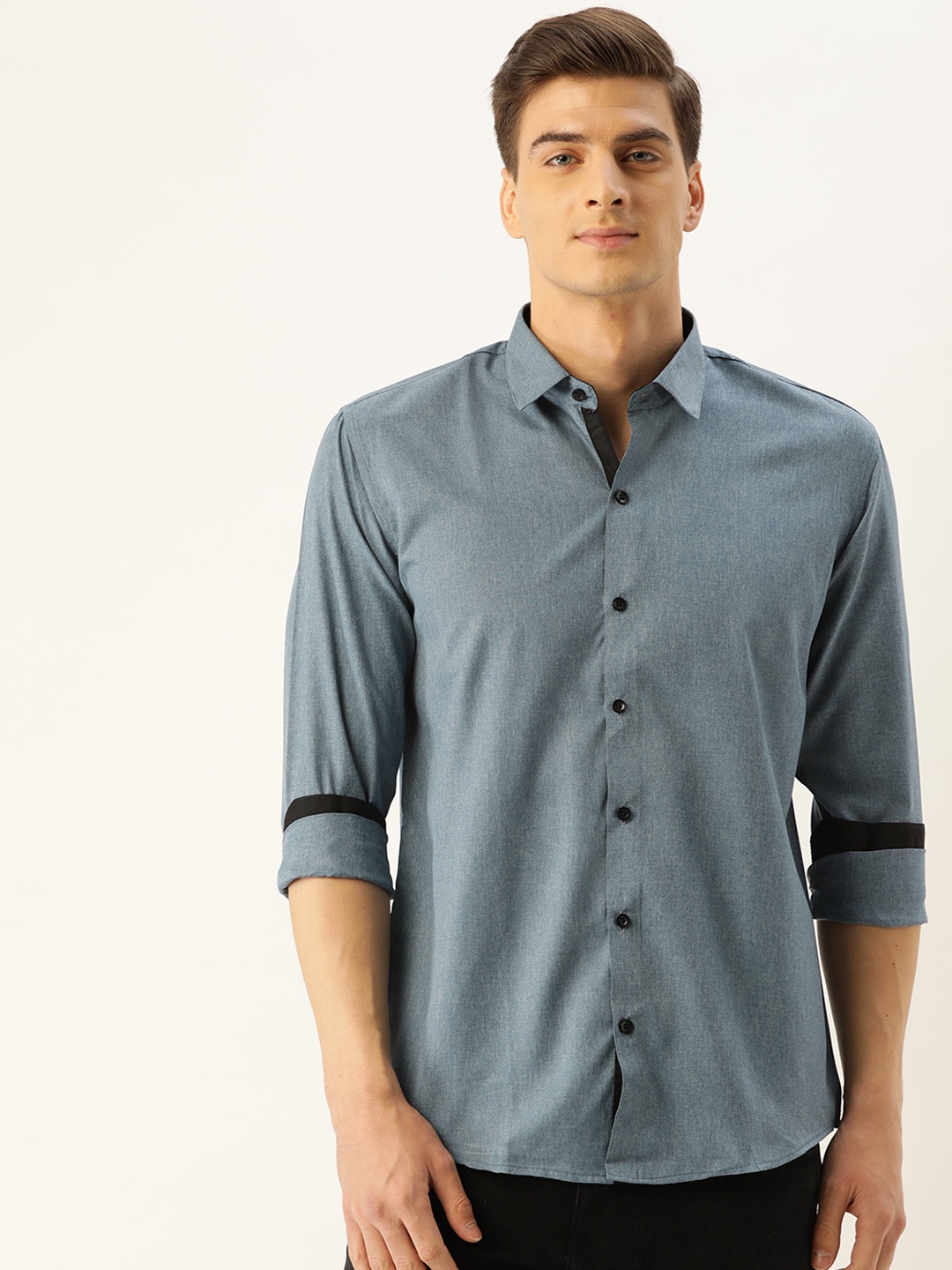 

SOJANYA Men Blue Classic Regular Fit Solid Casual Shirt