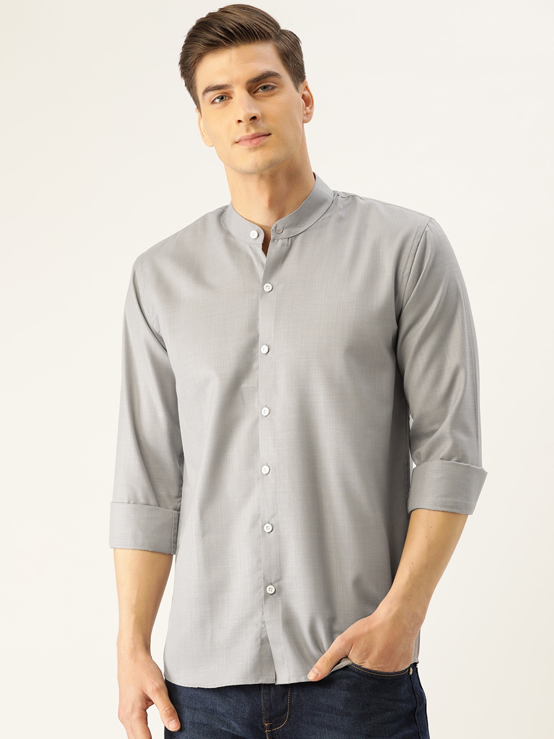 

SOJANYA Men Grey Classic Regular Fit Solid Casual Shirt
