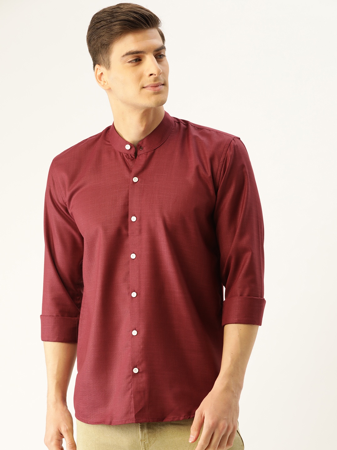 

SOJANYA Men Maroon Classic Regular Fit Solid Casual Shirt