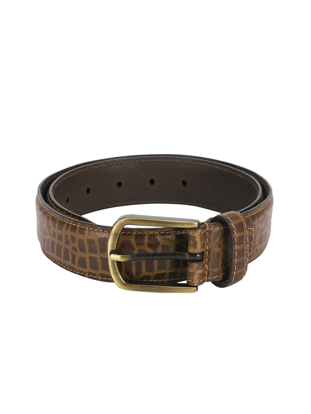 

Aditi Wasan Men Tan Brown Textured Leather Belt