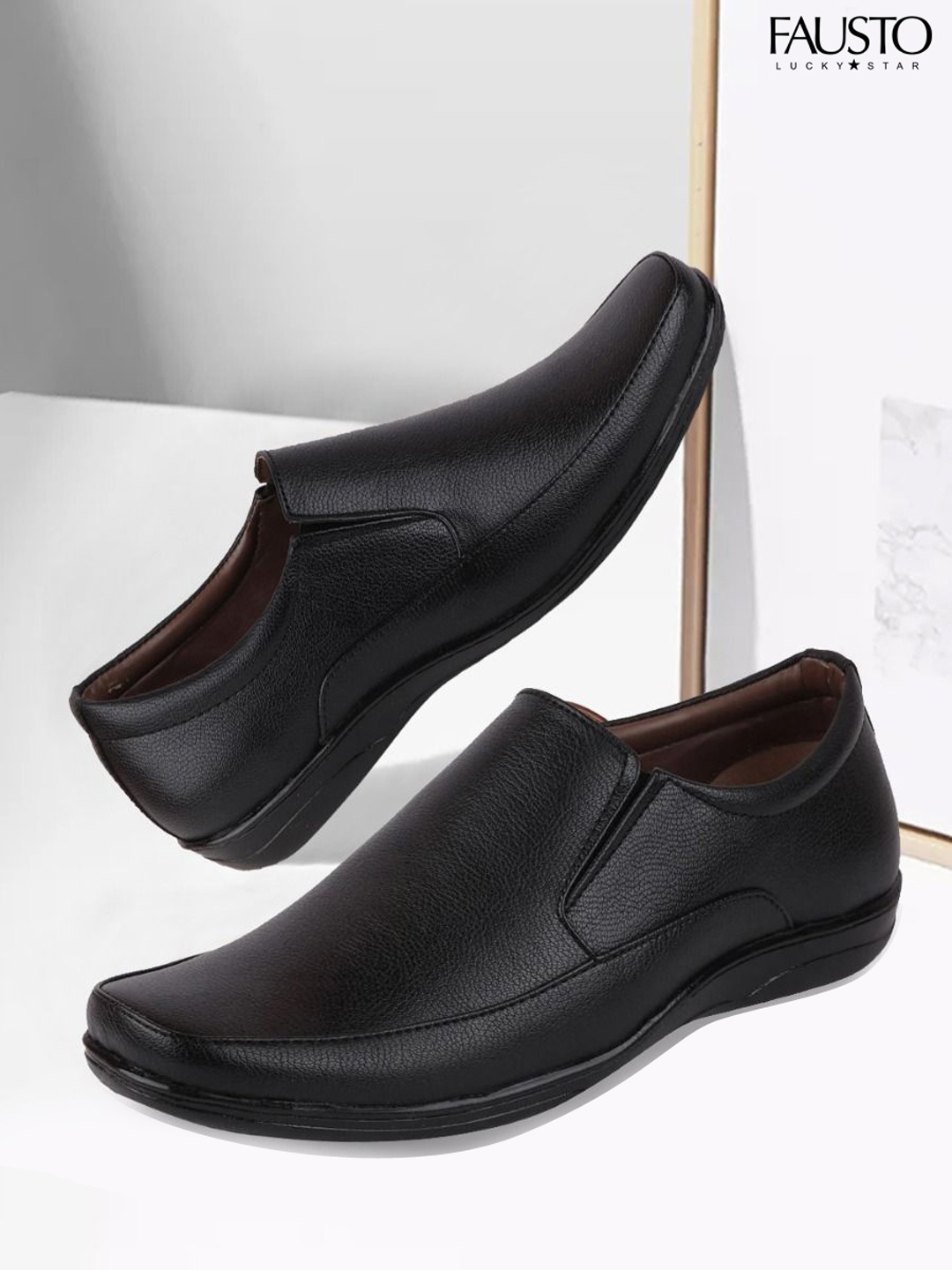 

FAUSTO Men Black Solid Formal Slip-Ons