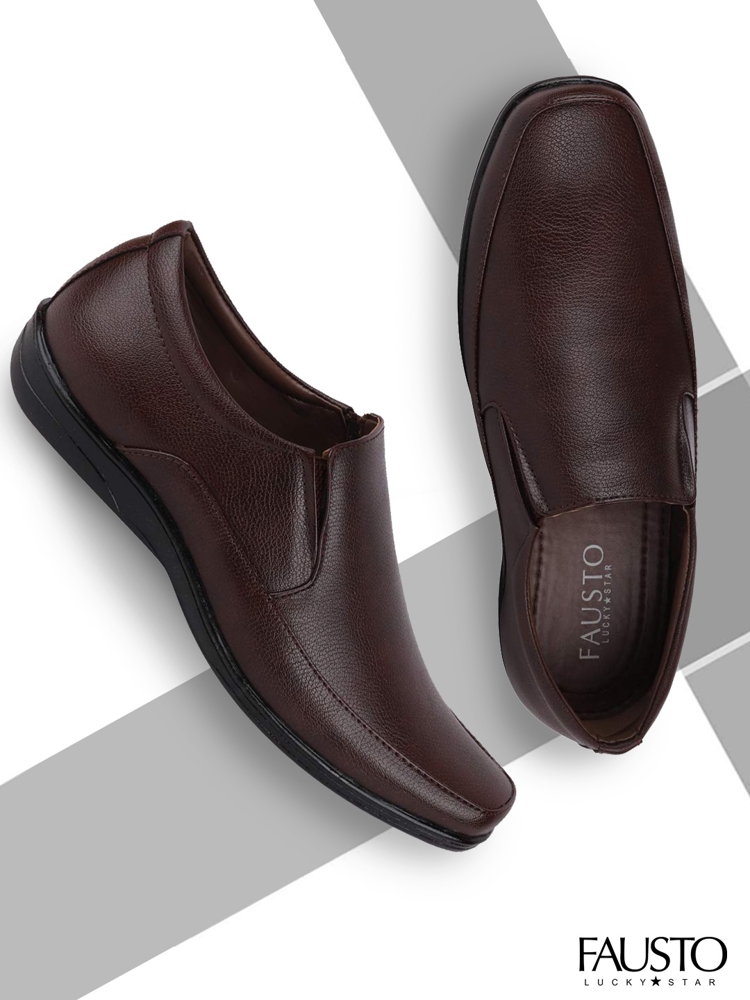 

FAUSTO Men Brown Solid Formal Slip-on Shoes