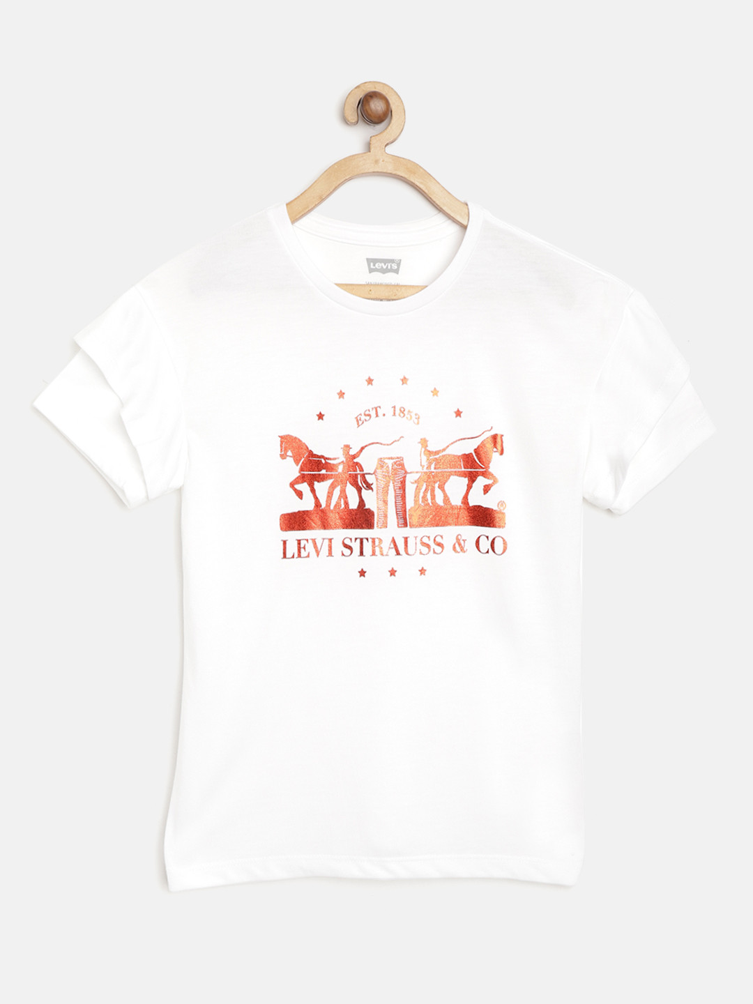 

Levis Girls White & Red Printed Top with Ruffle Detail