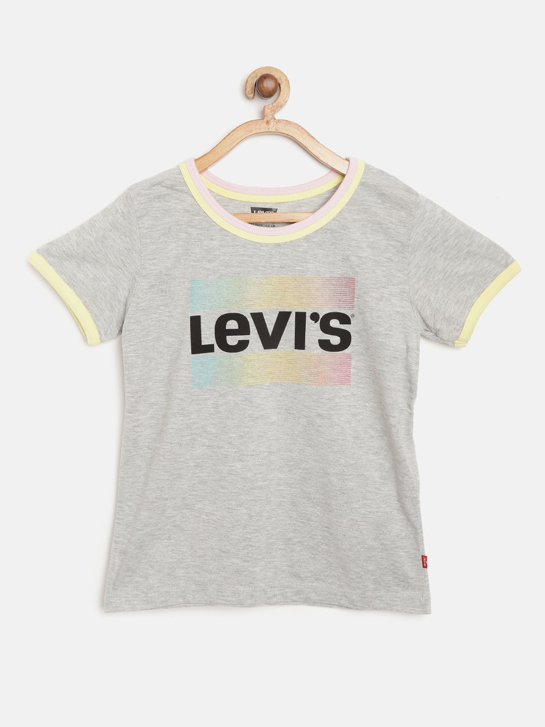 

Levis Girls Grey Melange & Black Brand Logo Print Round Neck T-shirt