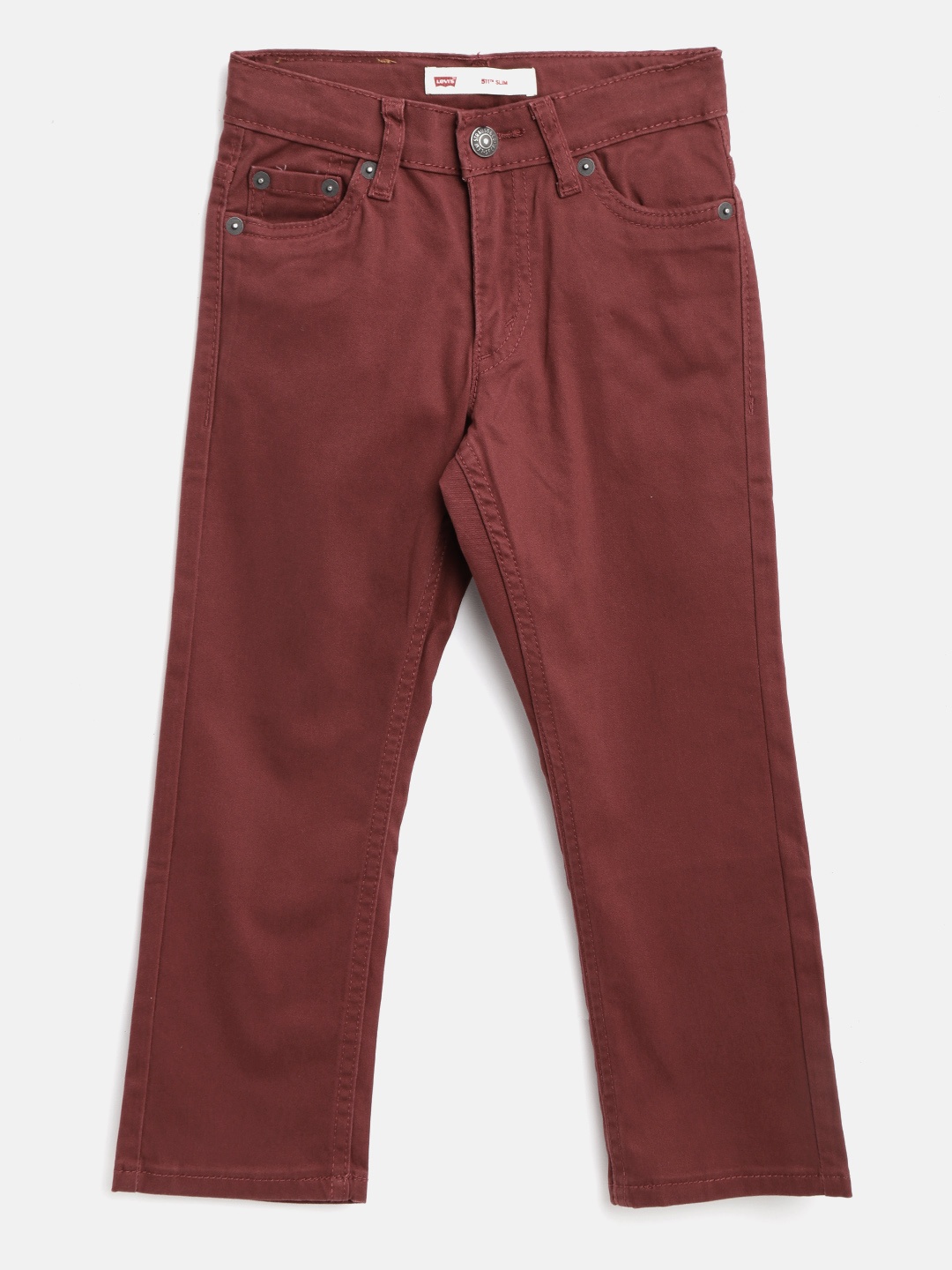 

Levis Boys Rust Red 511 Slim Fit Mid-Rise Clean Look Stretchable Jeans