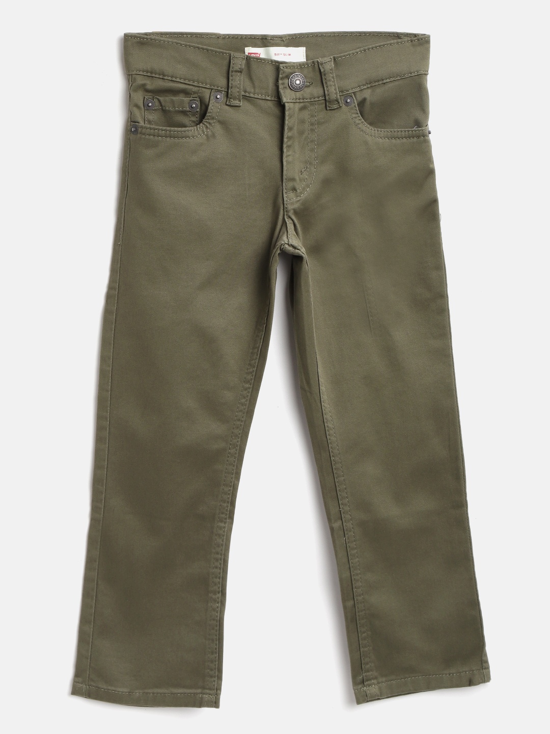 

Levis Boys Olive Green 511 Slim Fit Mid-Rise Clean Look Stretchable Jeans