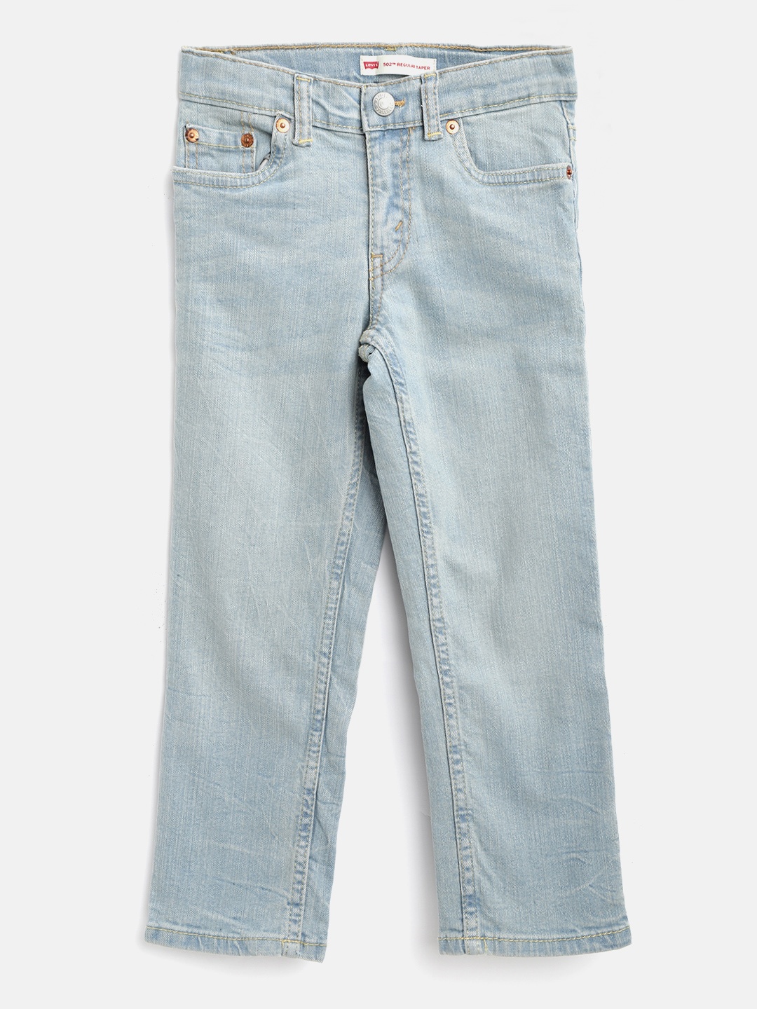 

Levis Boys Blue 502 Regular Tapered Fit Mid-Rise Clean Look Stretchable Jeans