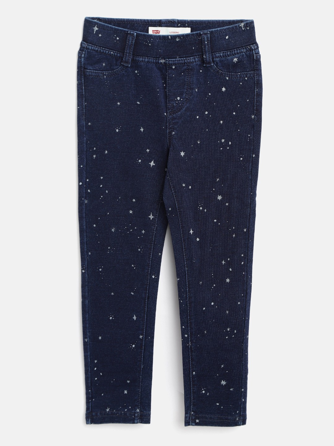 

Levis Girls Navy Blue & Silver Glitter Star Print Super Skinny Fit Denim Jeggings