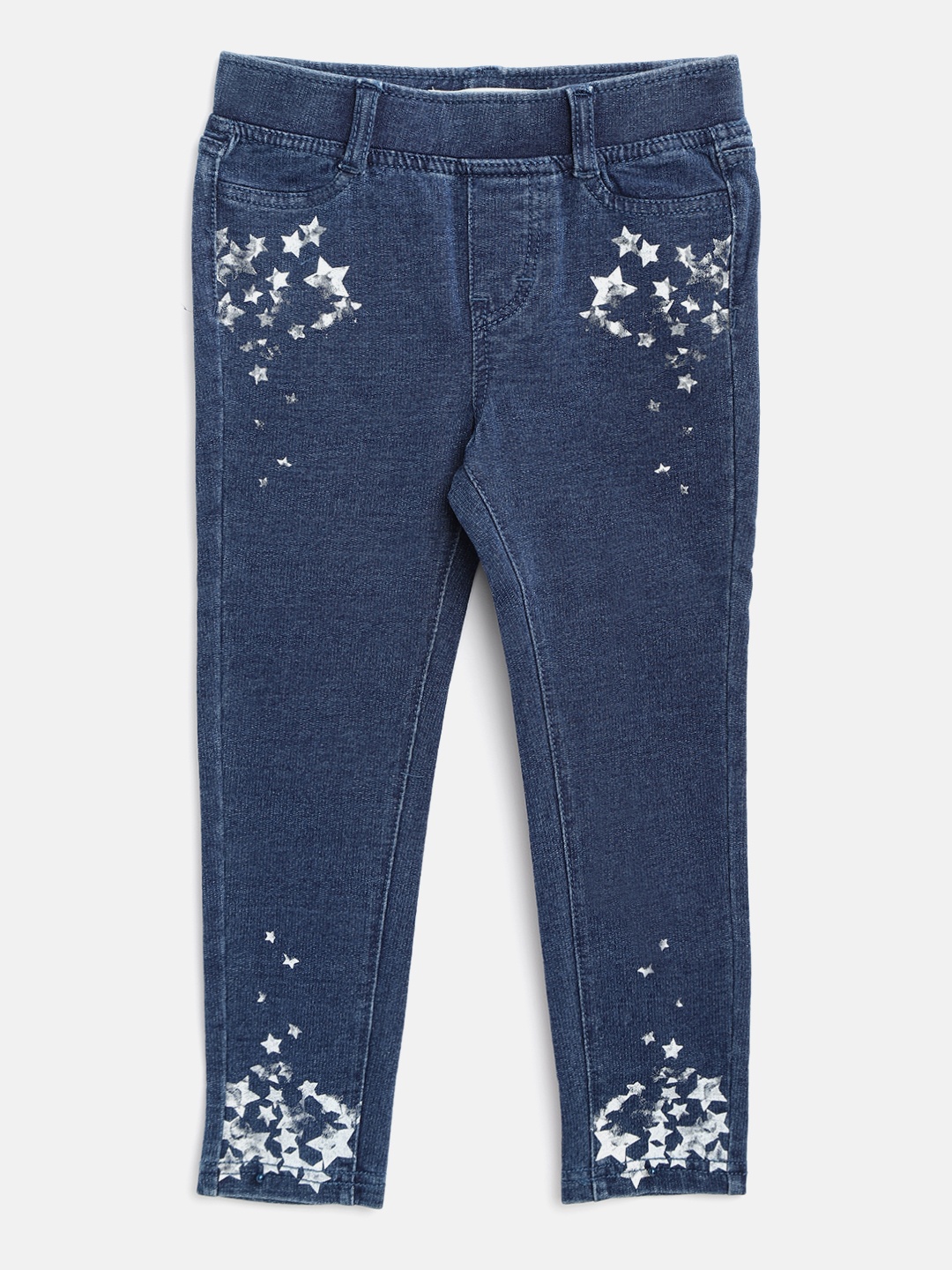 

Levis Girls Blue & Off-White Star Print Super Skinny Fit Chambray Jeggings