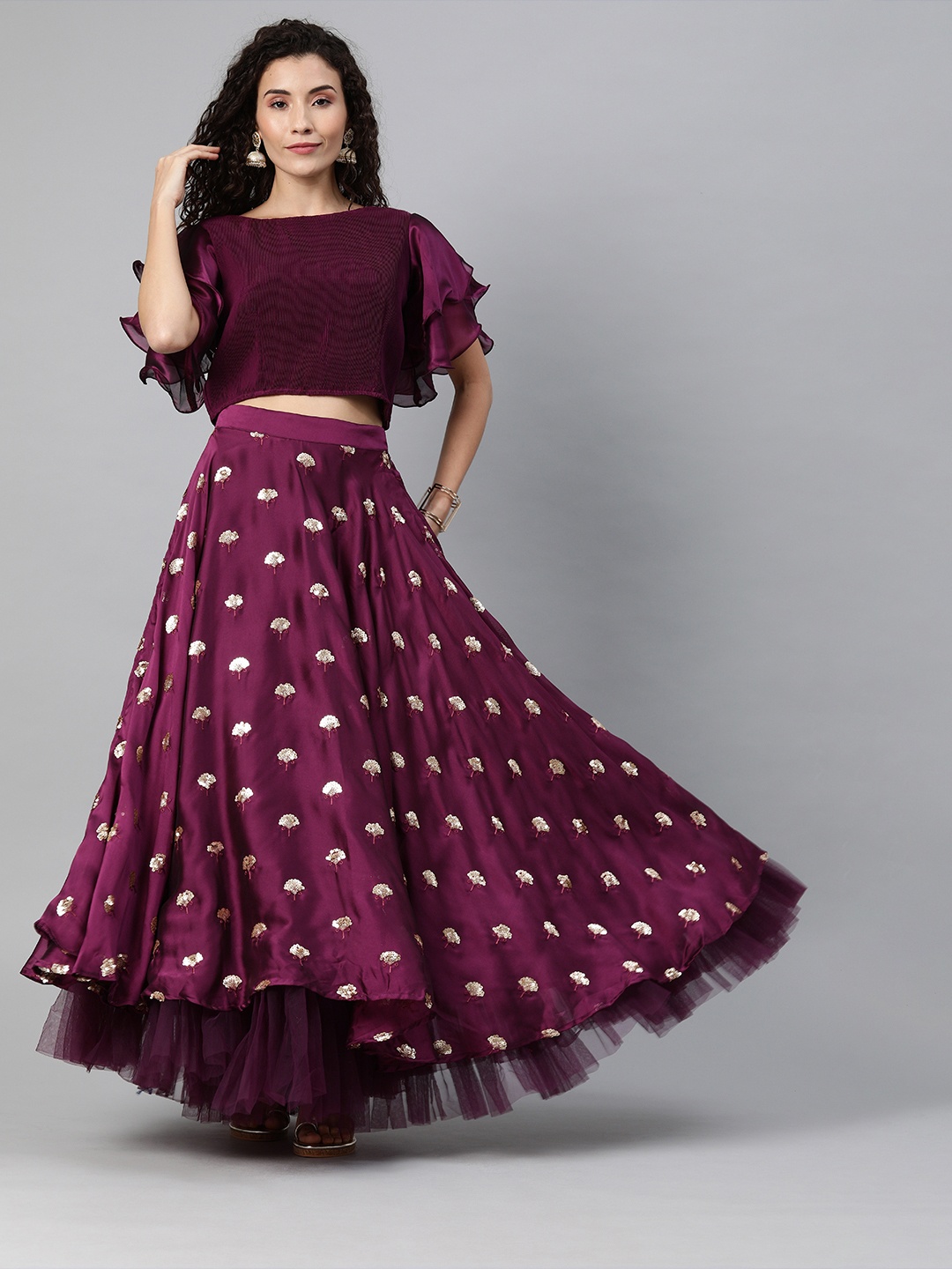

Inddus Purple Ready to Wear Lehenga with Blouse