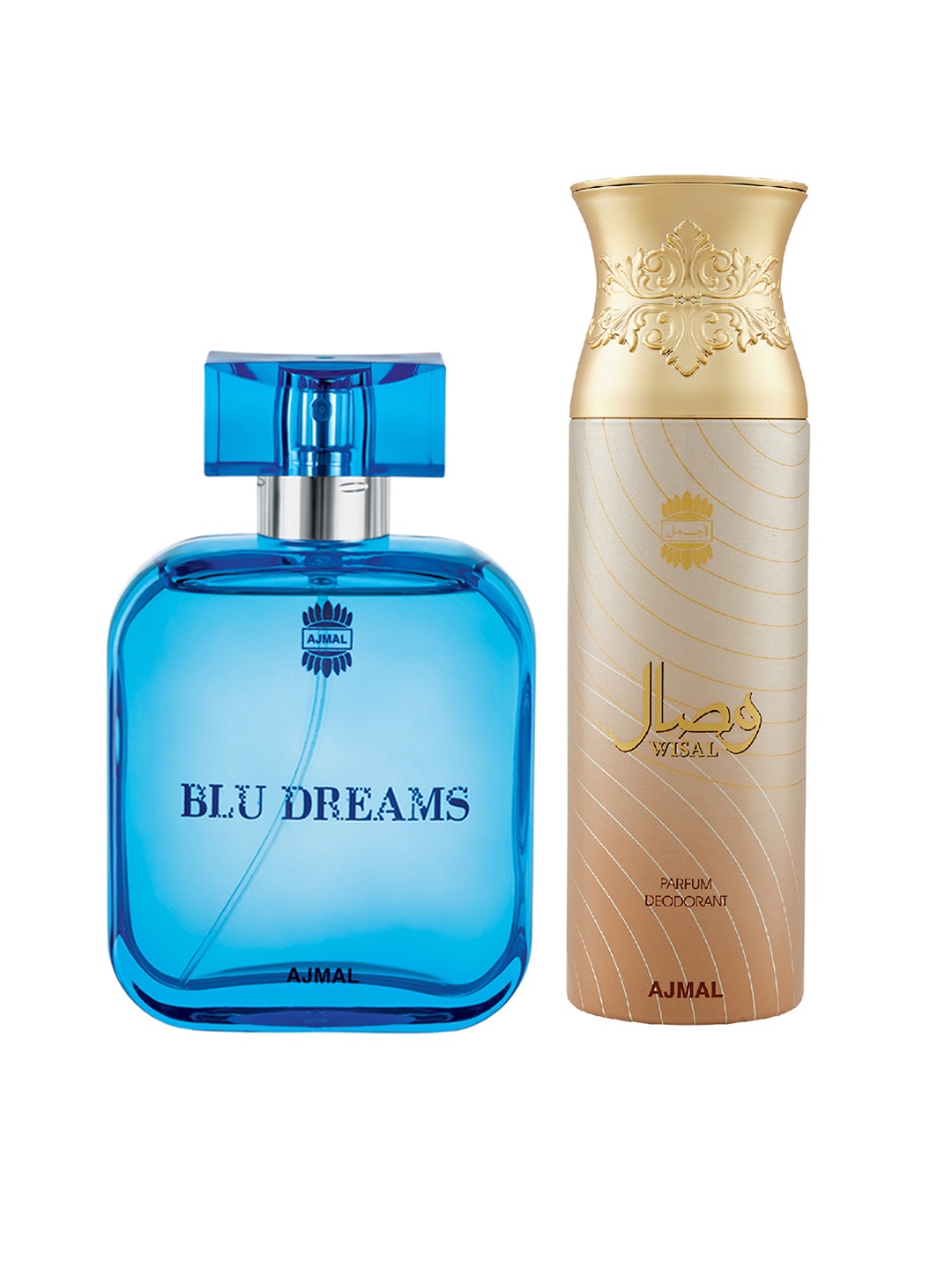 

Ajmal Men Set Of2 BluDreams EDP Perfume Scent for skin 100ML & Wisal Deodorant Spray 200ML, Blue