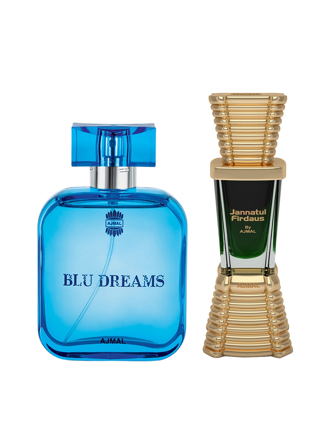 

Ajmal Unisex Set of 2 Blu Dreams EDP 100ml & Jannatul Firdaus Attar 10ml, Blue