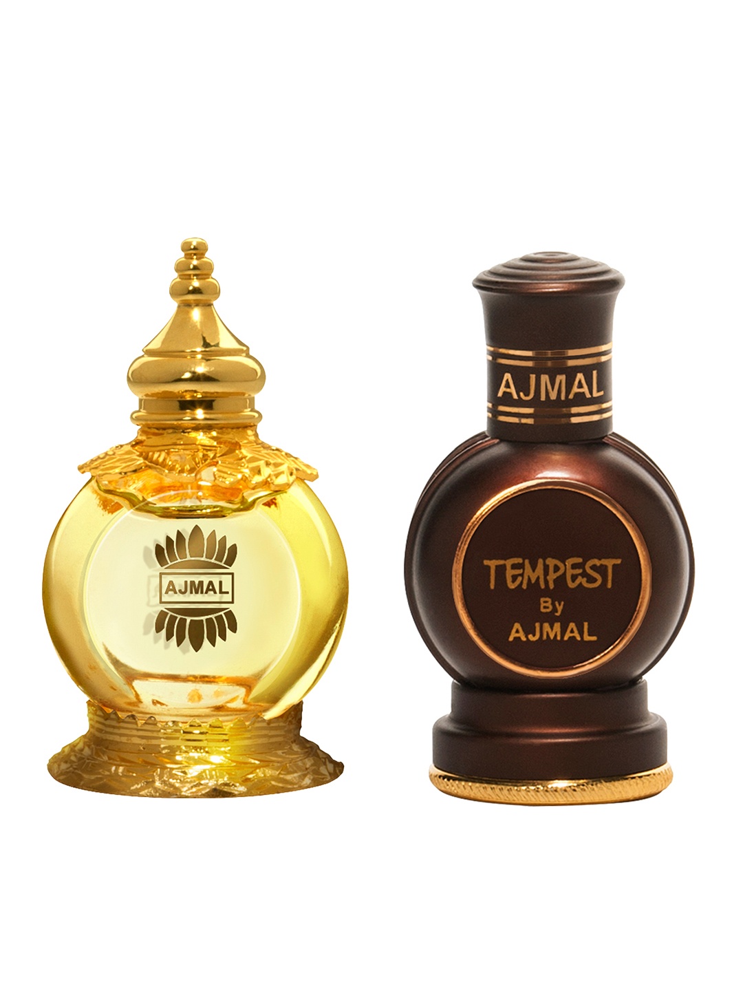 

Ajmal Unisex Set Of 2 Perfume Tempest CP Attar & Mukhallat Al Wafa CP 12ml each, Gold