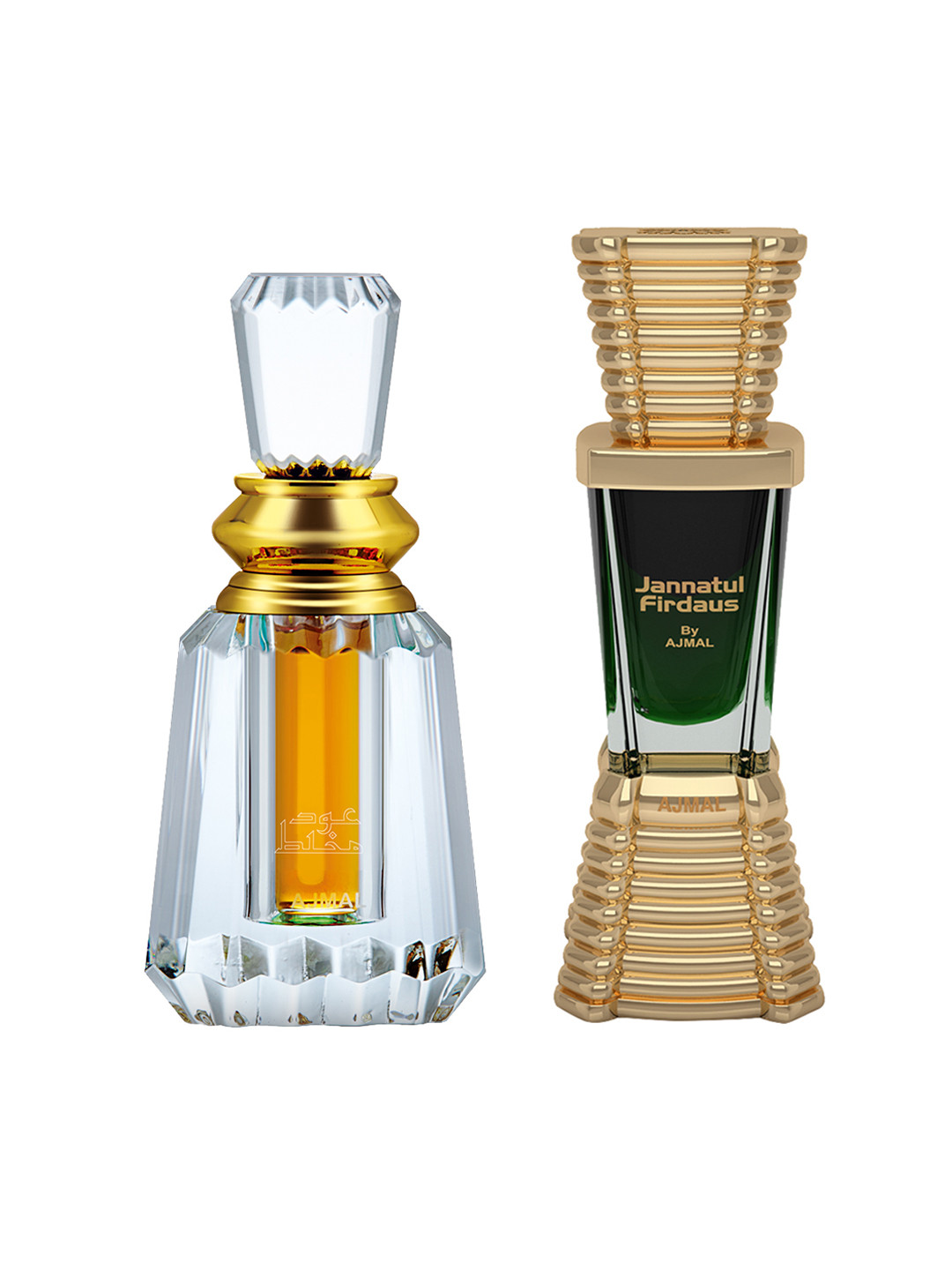 

Ajmal Unisex Set Of 2 Oudh Mukhallat 6ml & Jannatul Firdaus 10ml Alcohol Free Attar, Gold