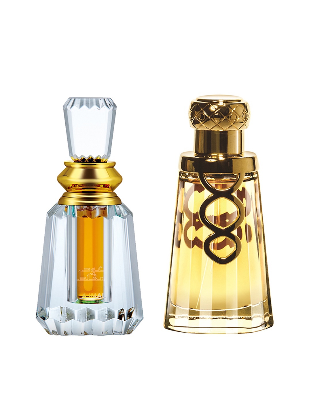 

Ajmal Unisex Set Of 2 Khallab EDP Perfume Scent for skin 50ML & OudMukhallat CP 6ML Attar, Gold