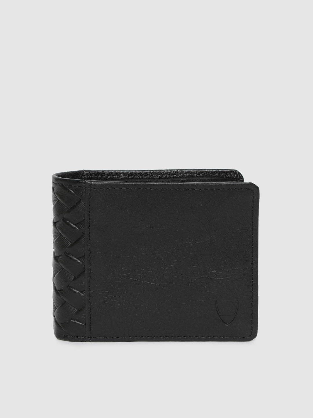 

Hidesign Men Black Self Design Two Fold Leather Wallet