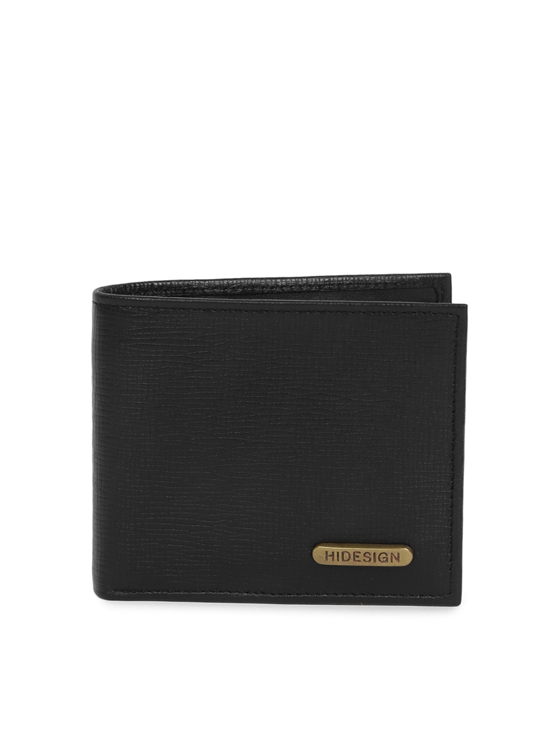 

Hidesign Men Black Textured Two Fold Leather Wallet