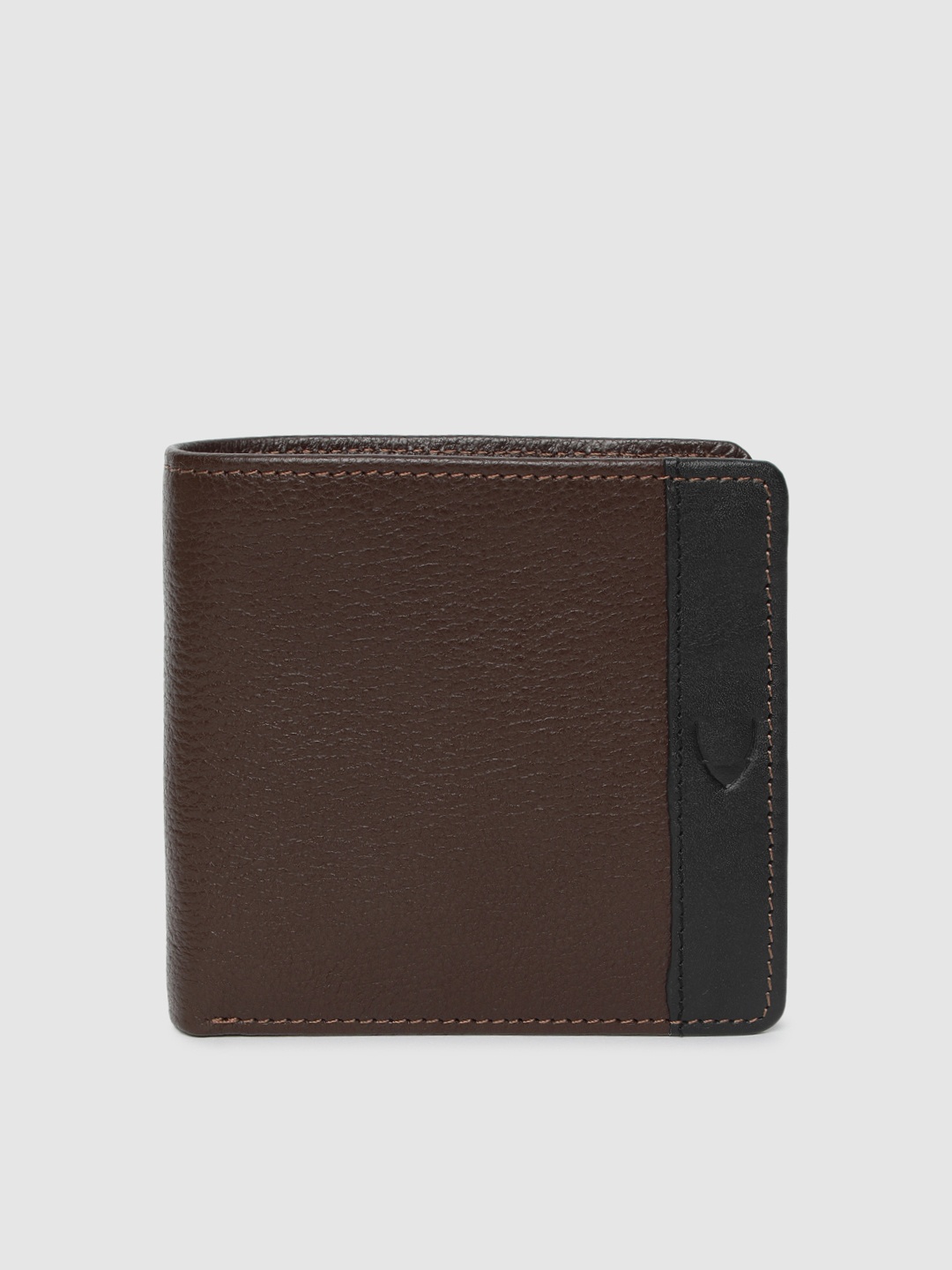 

Hidesign Men Brown & Black Colourblocked Two Fold Leather Wallet