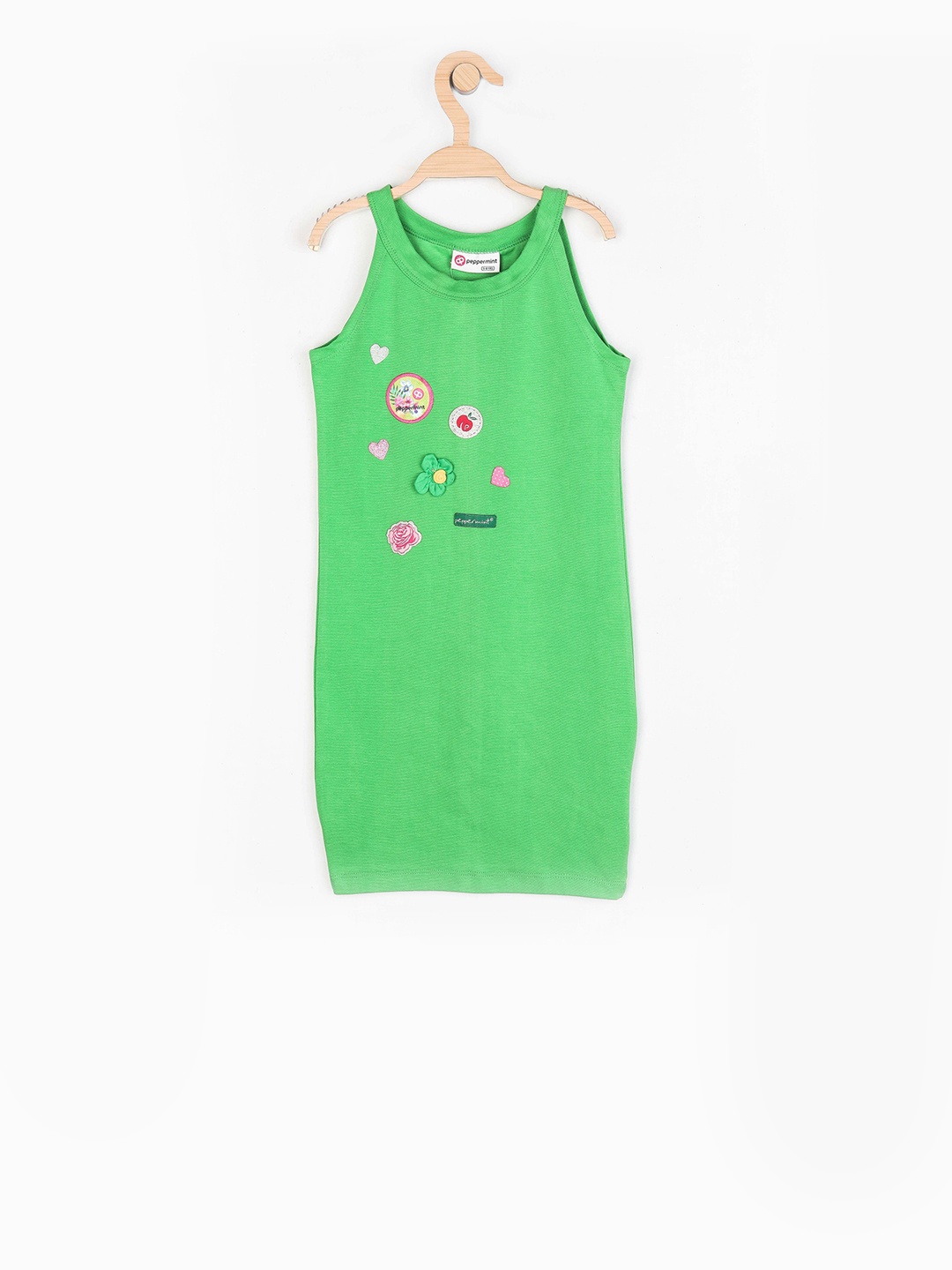 

Peppermint Girls Green Self Design T-shirt Dress