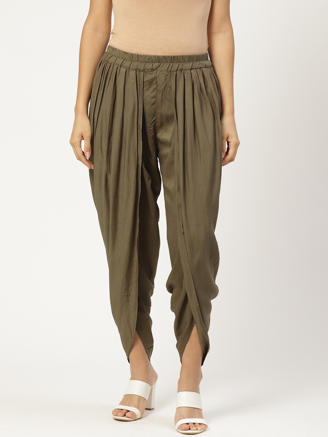 

shiloh Women Olive Green Solid Dhoti Pants