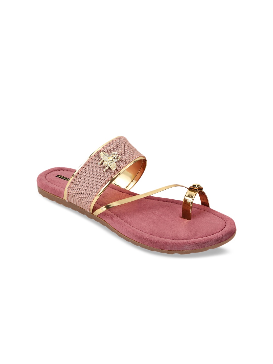 

Shoetopia Women Gold-Toned Embellished One Toe Flats