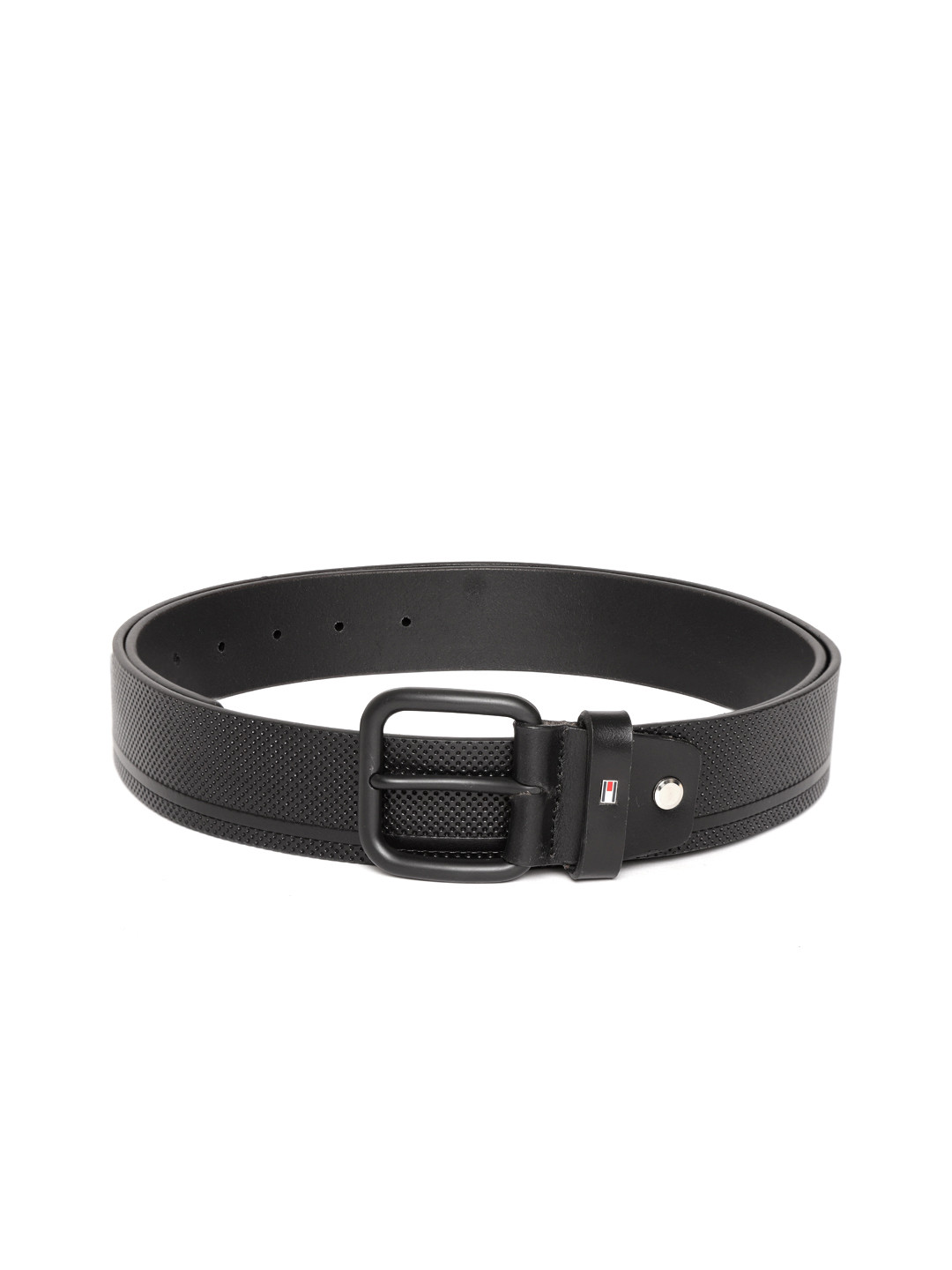 

Tommy Hilfiger Unisex Black Perforated Leather Belt