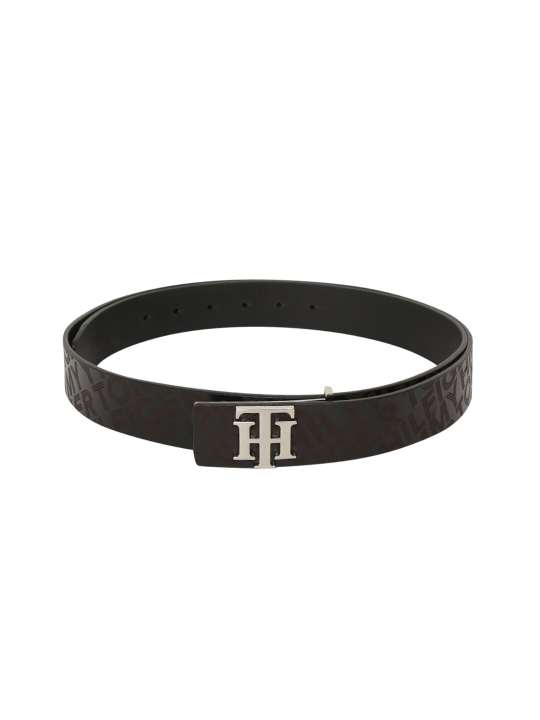 

Tommy Hilfiger Unisex Black Printed Leather Belt