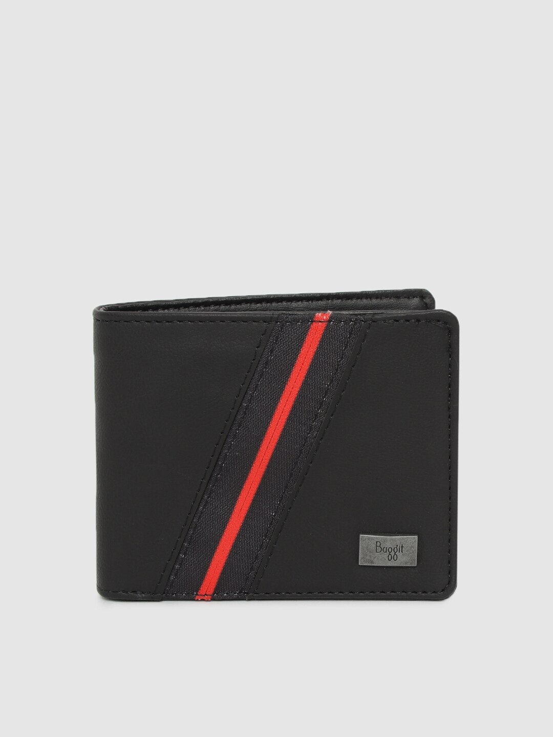 

Baggit Men Black & Red Striped Two Fold Wallet