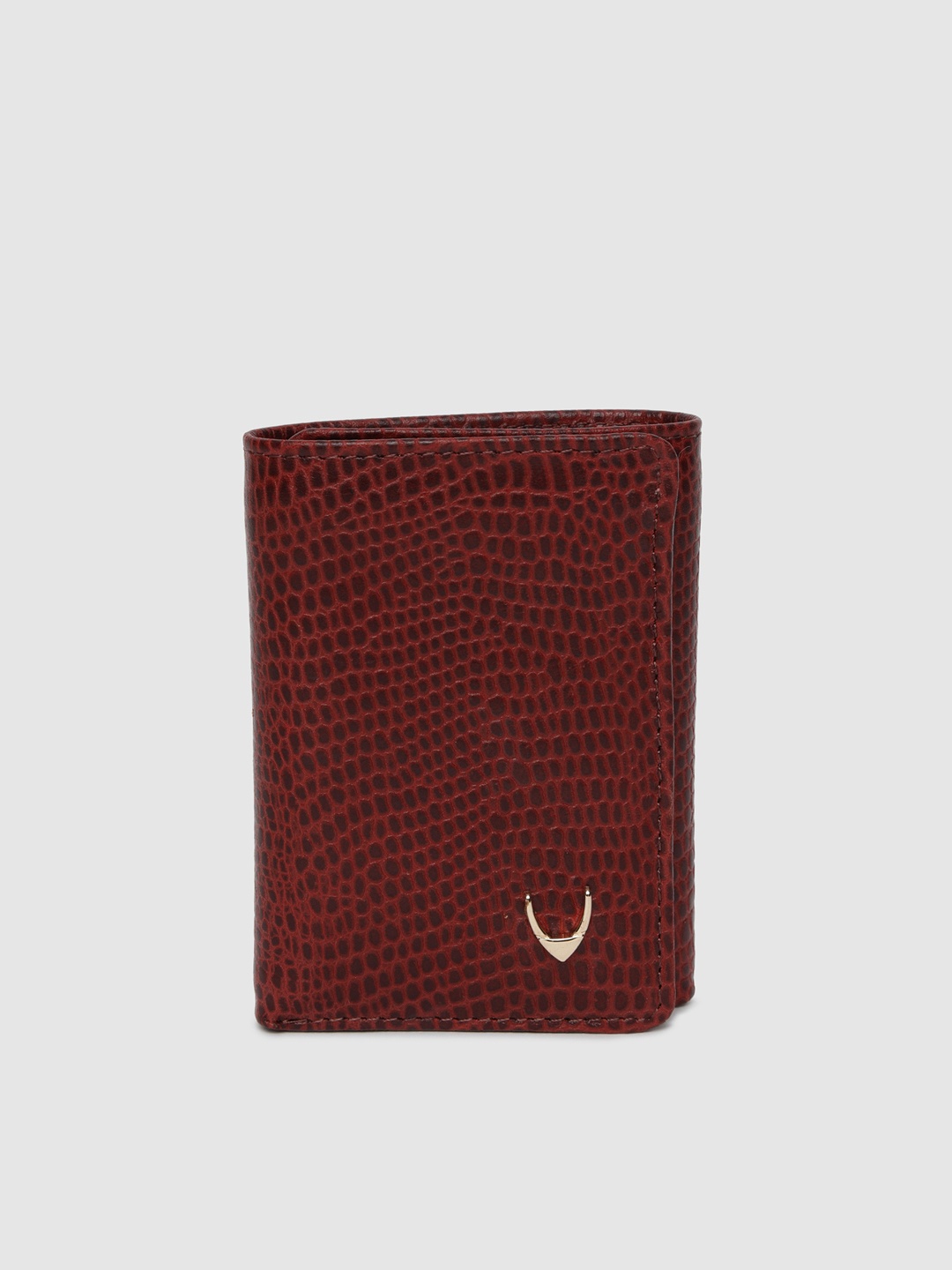 

Hidesign Men Red Snakeskin Textured Three Fold Leather Wallet