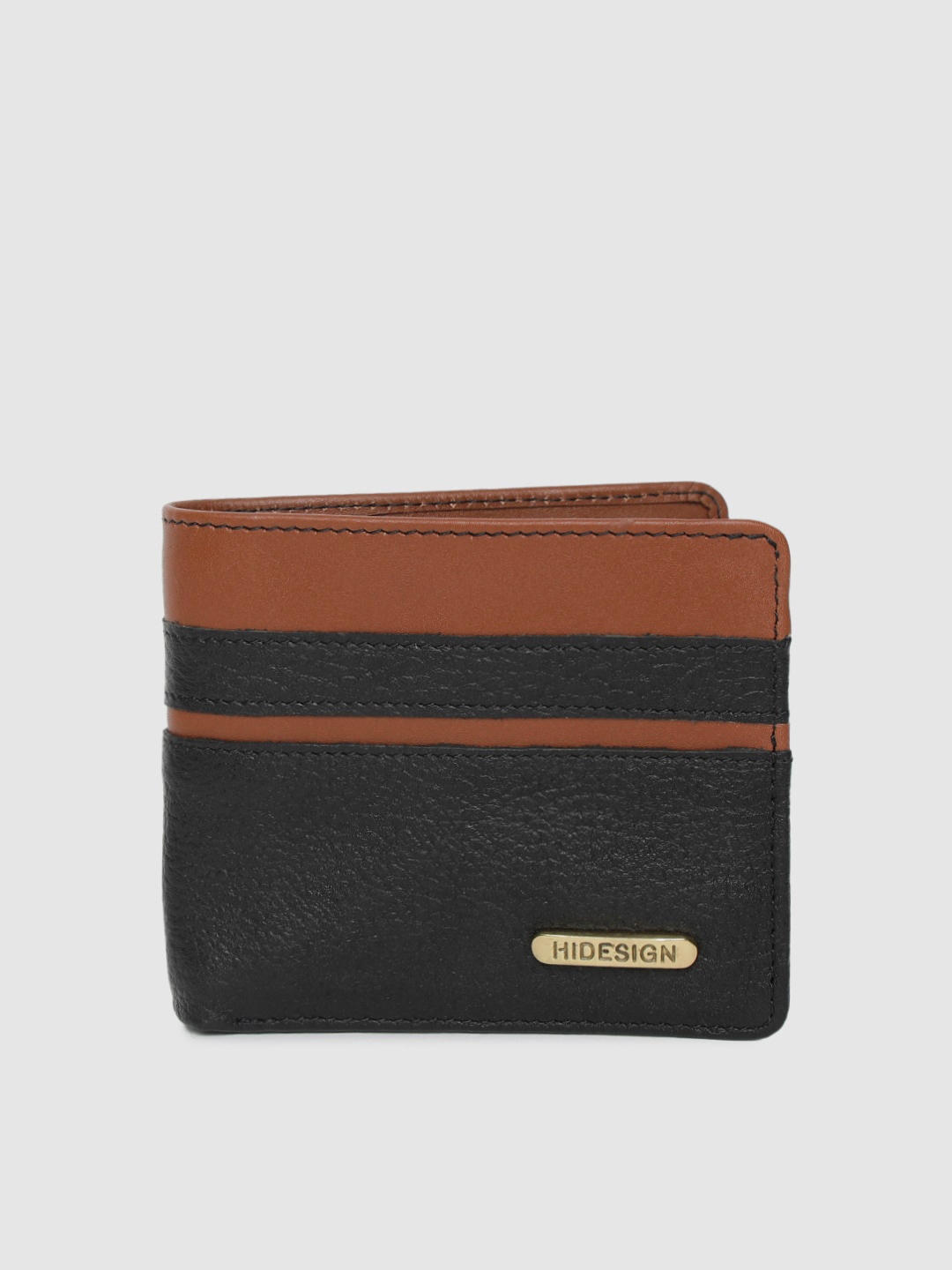 

Hidesign Men Black & Brown Colourblocked Two Fold Wallet