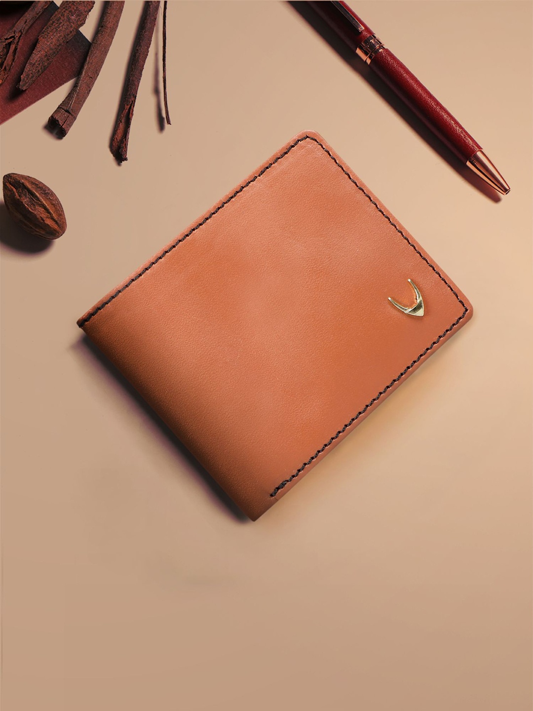

Hidesign Men Tan Solid Two Fold Leather Wallet