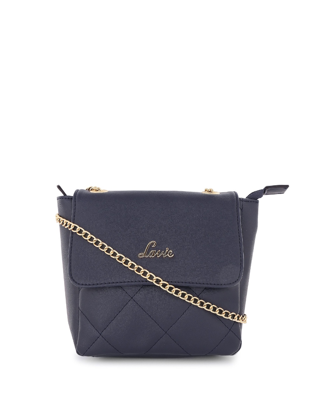 

Lavie Navy Blue Solid Quilted Sling Bag
