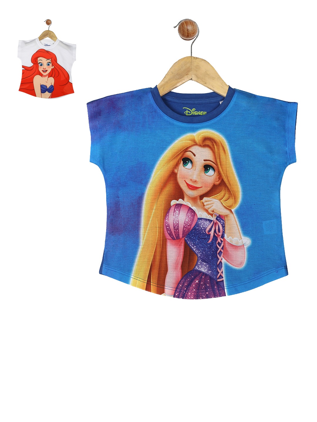 

YK Disney Girls Blue & White Pack of 2 Disney Princess Print Top