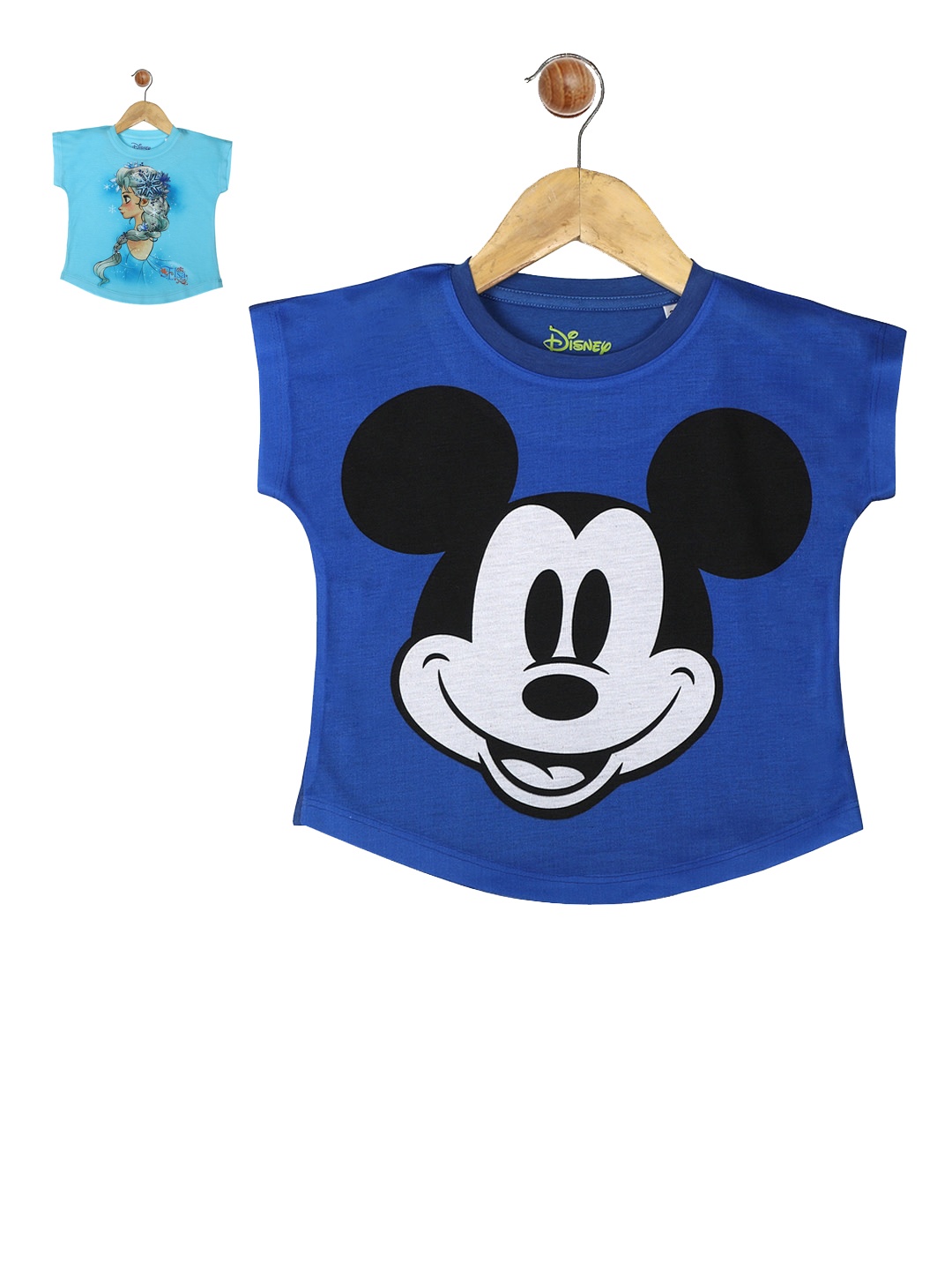 

YK Disney Girls Blue & Turquoise Blue Pack of 2 Cartoon Print Top