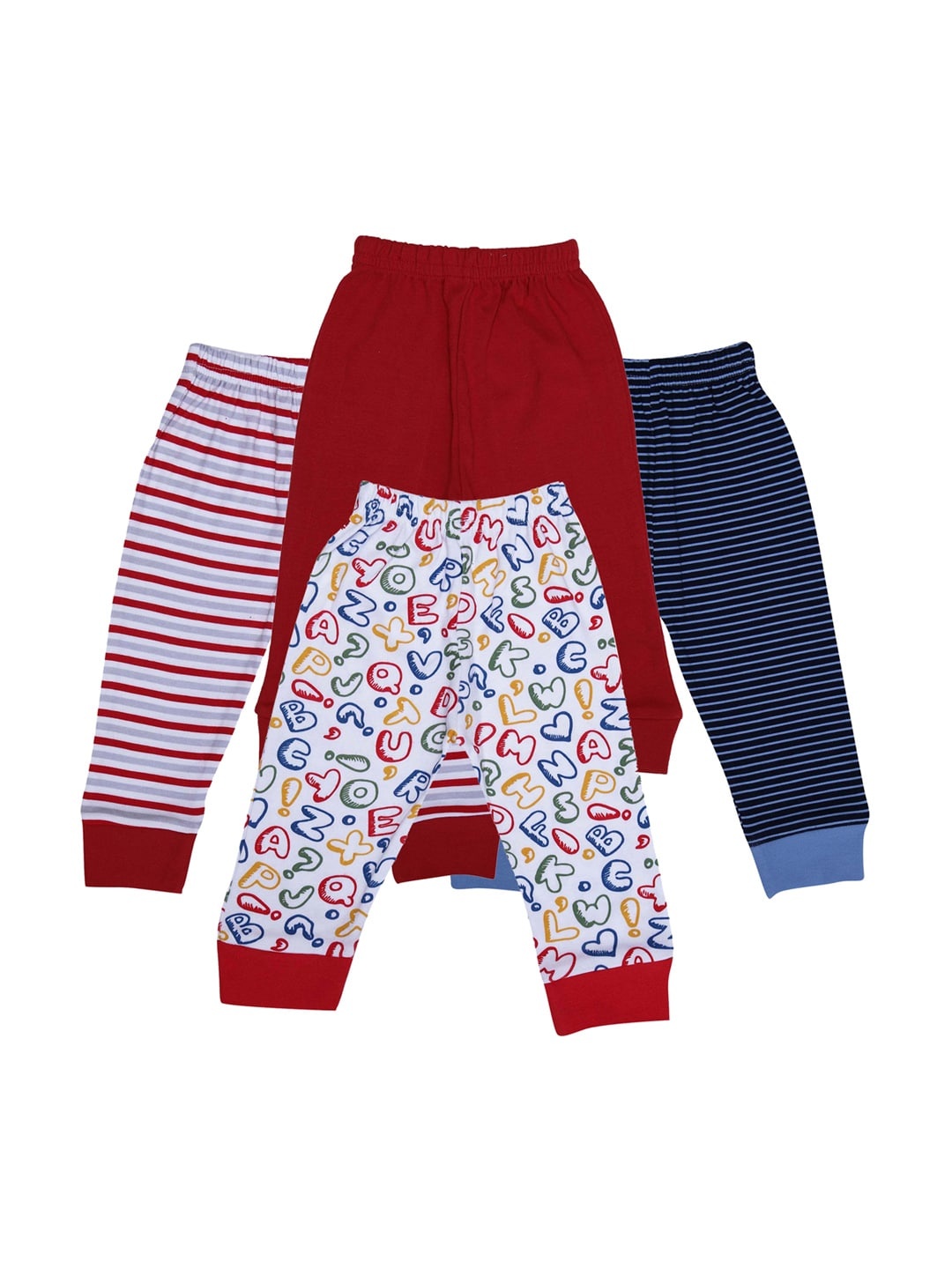 

BUMZEE Infant Kids Pack Of 4 Straight-Fit Joggers, Red