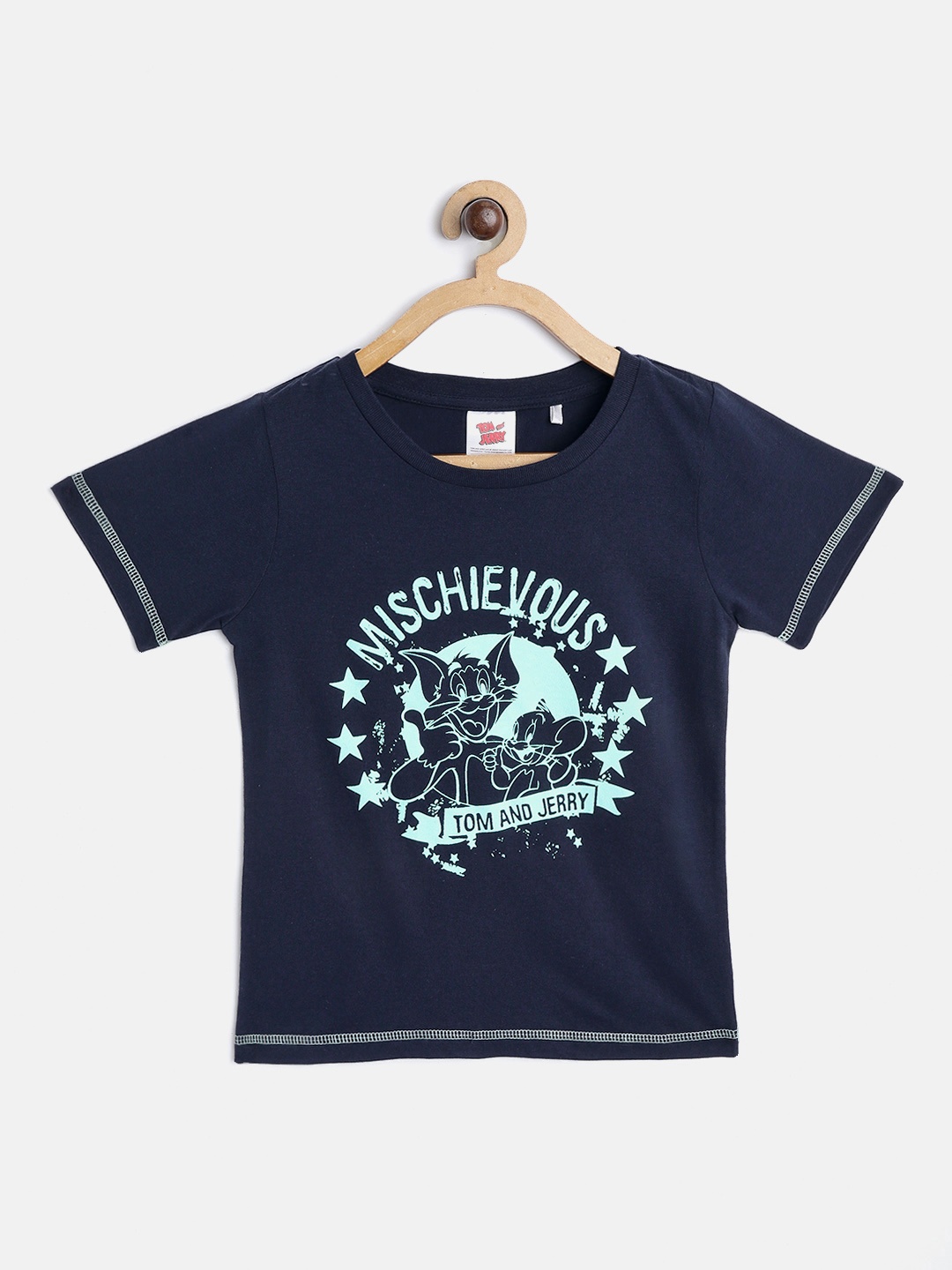 

toothless Boys Navy Blue Printed Round Neck T-shirt